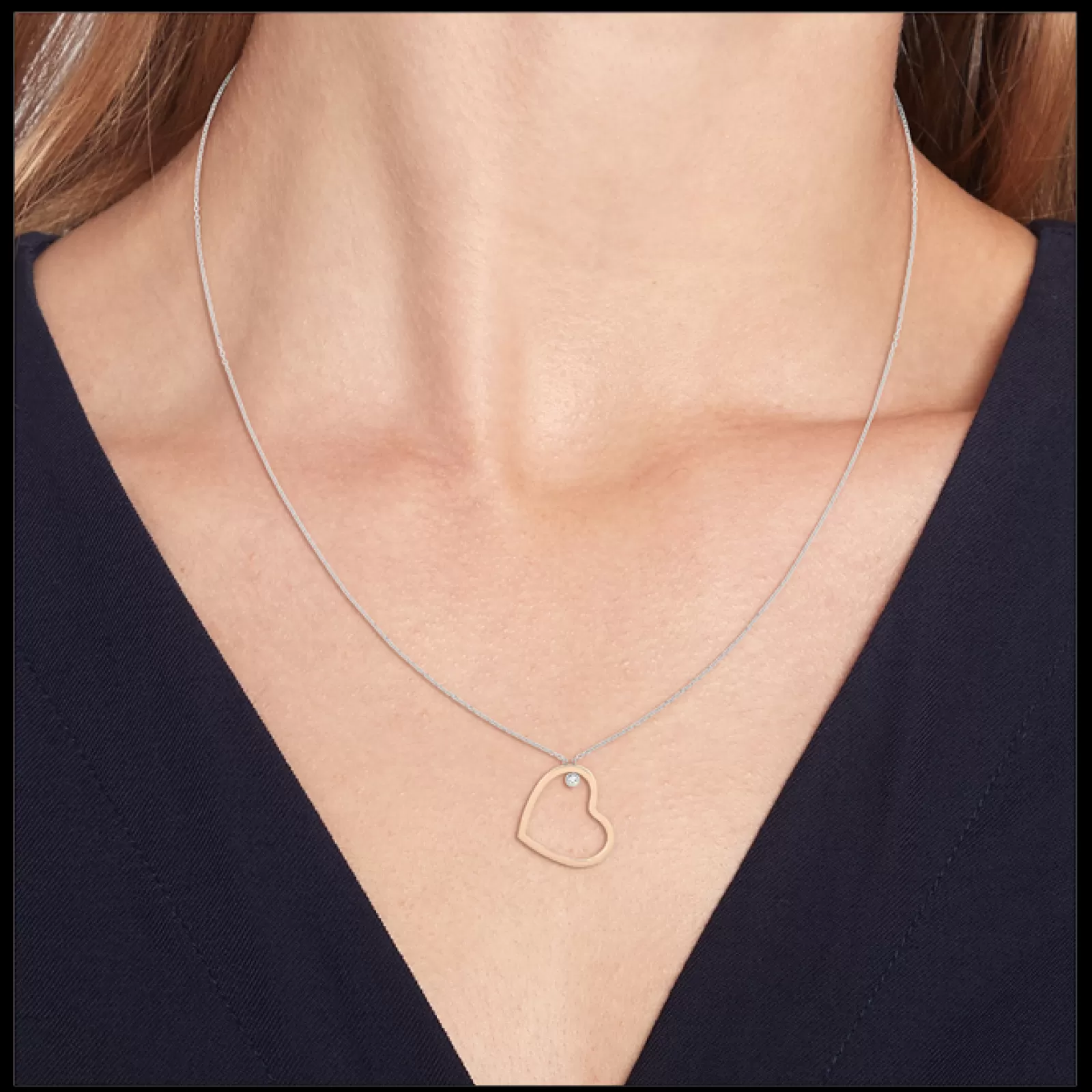 Colar Bicolor Pendente Coracao E Cristal-Tommy Hilfiger Jewelry Hot