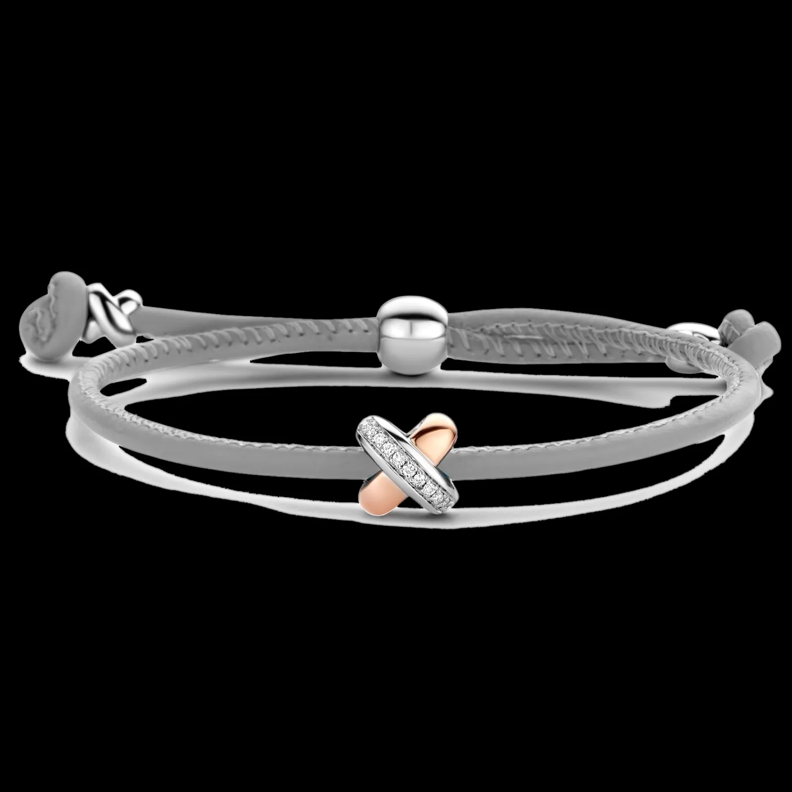 Pulseira X Cinza Or, Prata E Diamantes-Tirisi Moda Cheap