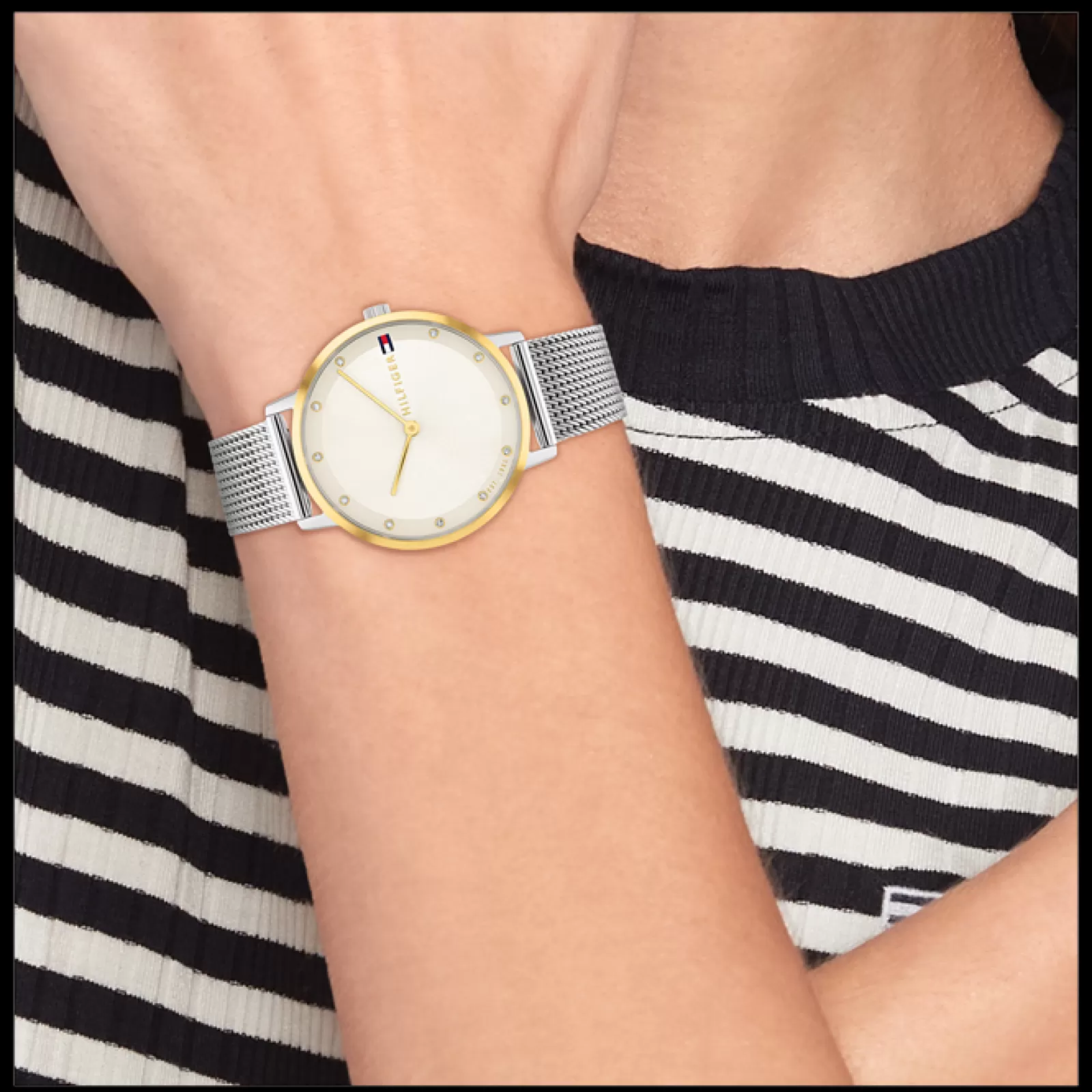 Relogio Aco Bicolor, Cristais E Malha Milanesa-Tommy Hilfiger Watches Sale