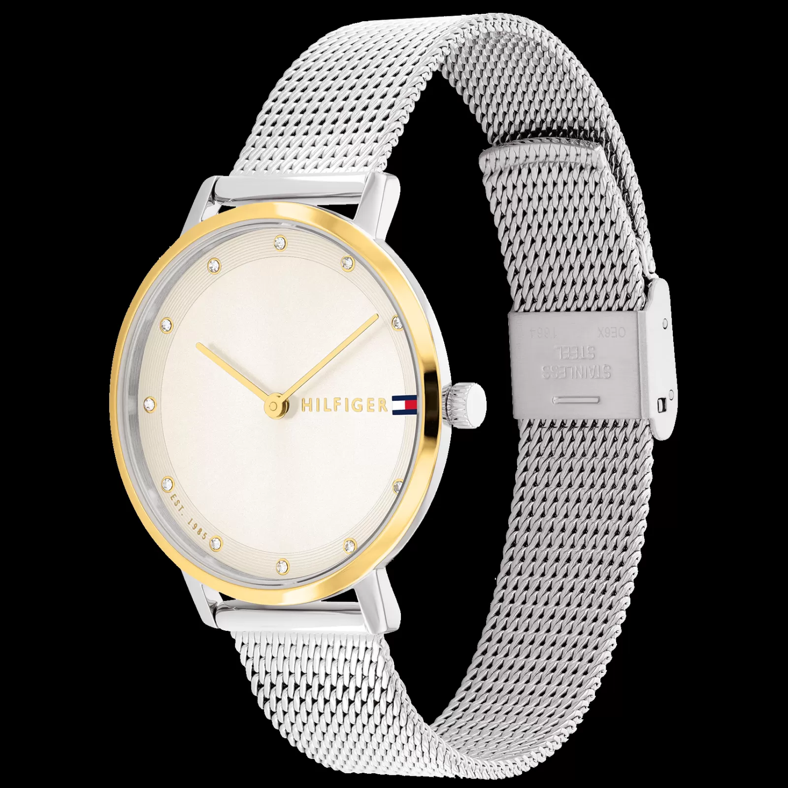Relogio Aco Bicolor, Cristais E Malha Milanesa-Tommy Hilfiger Watches Sale