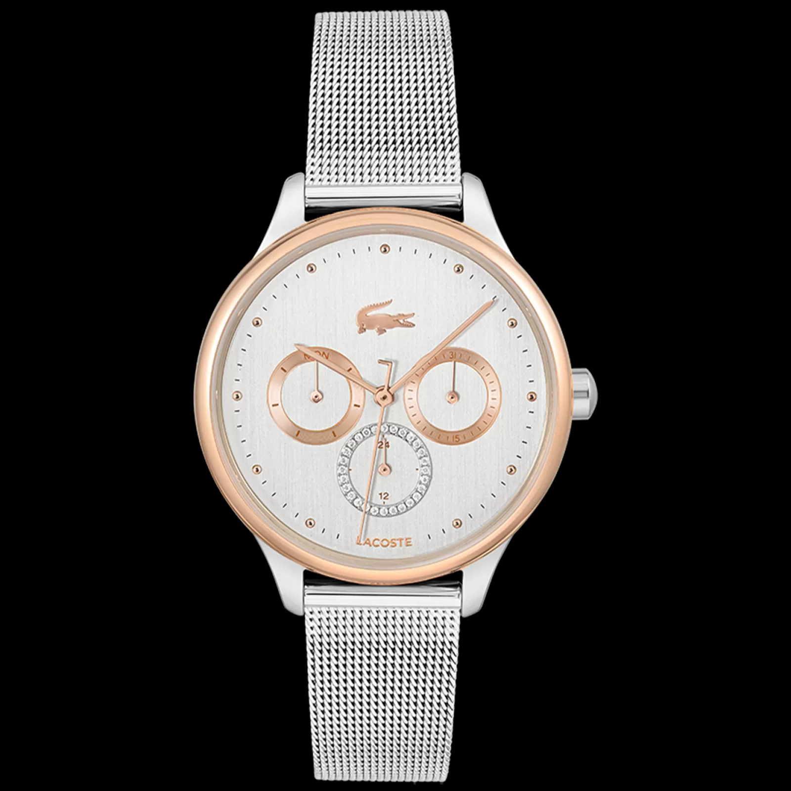 Relogio Birdie Aco Bicolor Malha Milanesa-Lacoste Clearance