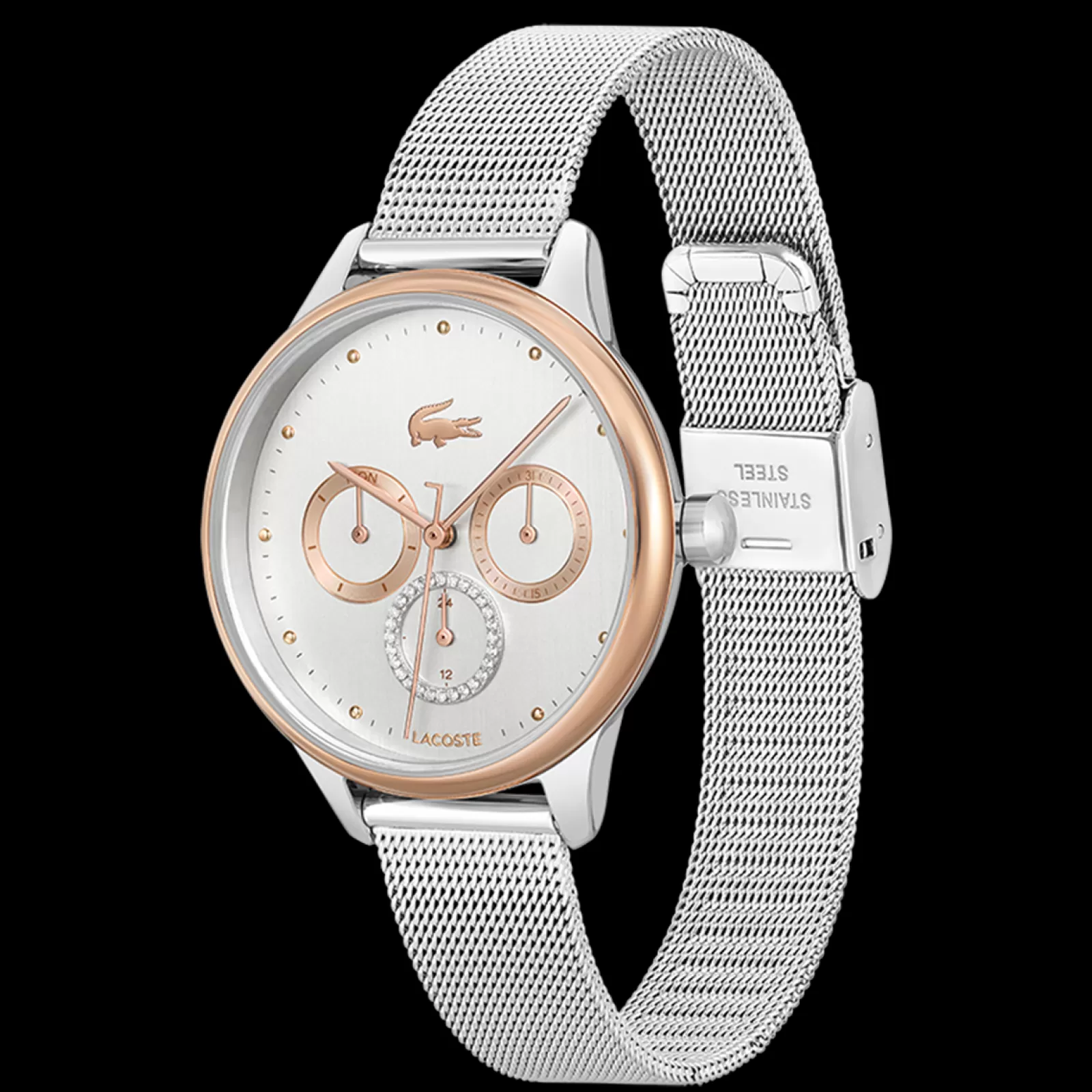 Relogio Birdie Aco Bicolor Malha Milanesa-Lacoste Clearance