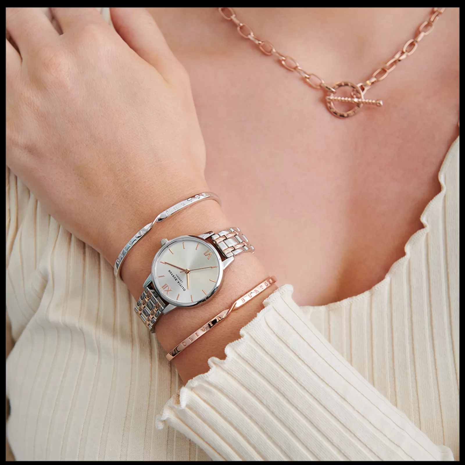 Relogio England Collection Prateado Aco Bicolor-Olivia Burton Hot
