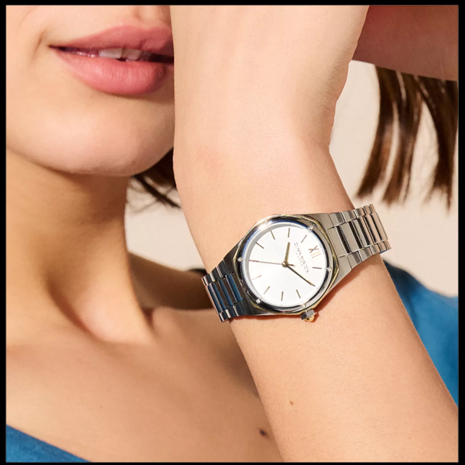 Relogio Hexa Aco Bicolor E Cristais-Olivia Burton New